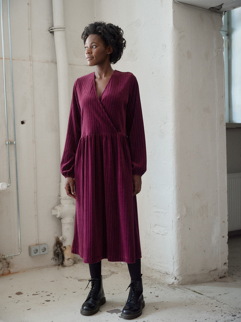 Velour Dress, Burgundy, adults