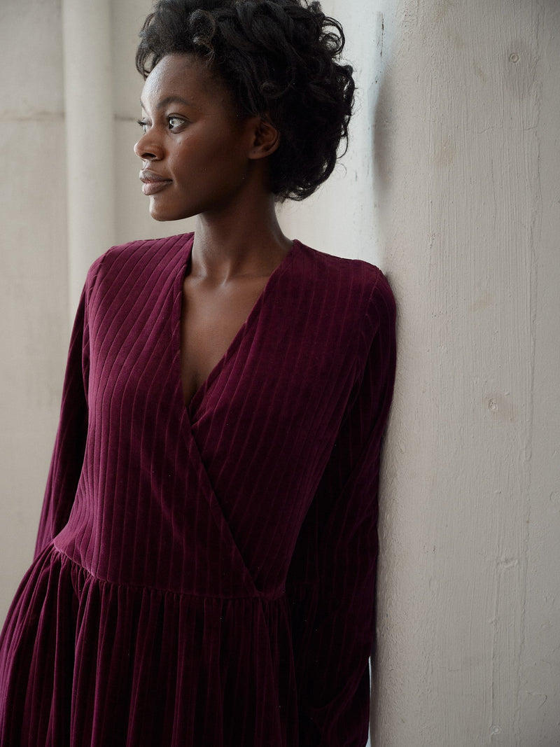 Velour Dress, Burgundy, adults
