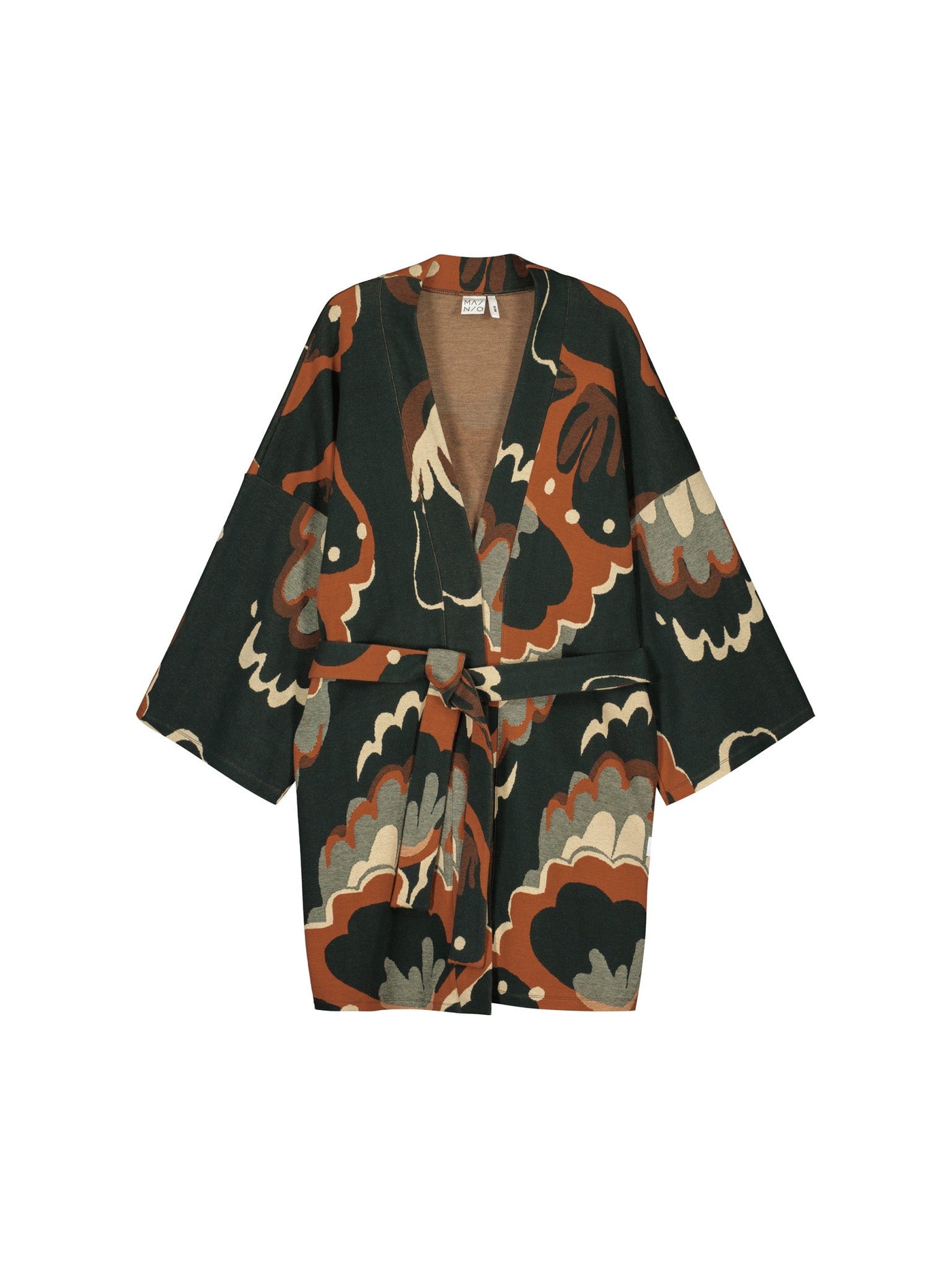 Seashell jacquard kimono jacket with belt – EN Mainio