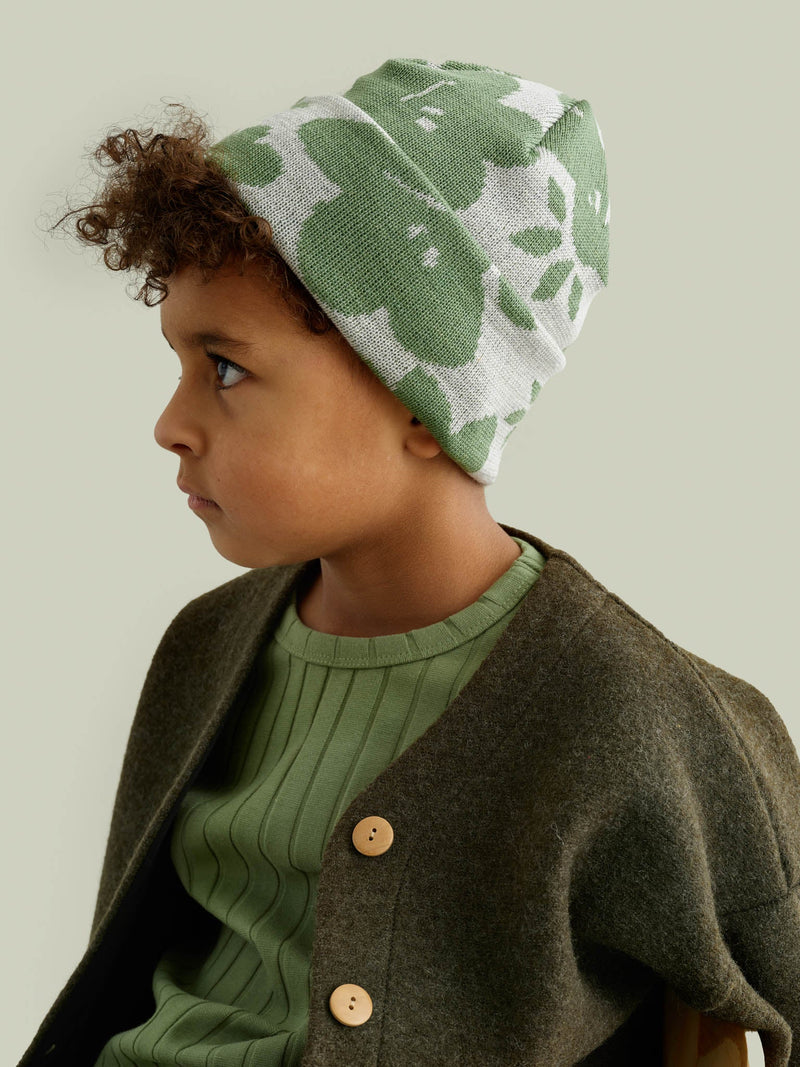 Blossoms Jacquard Beanie, sage