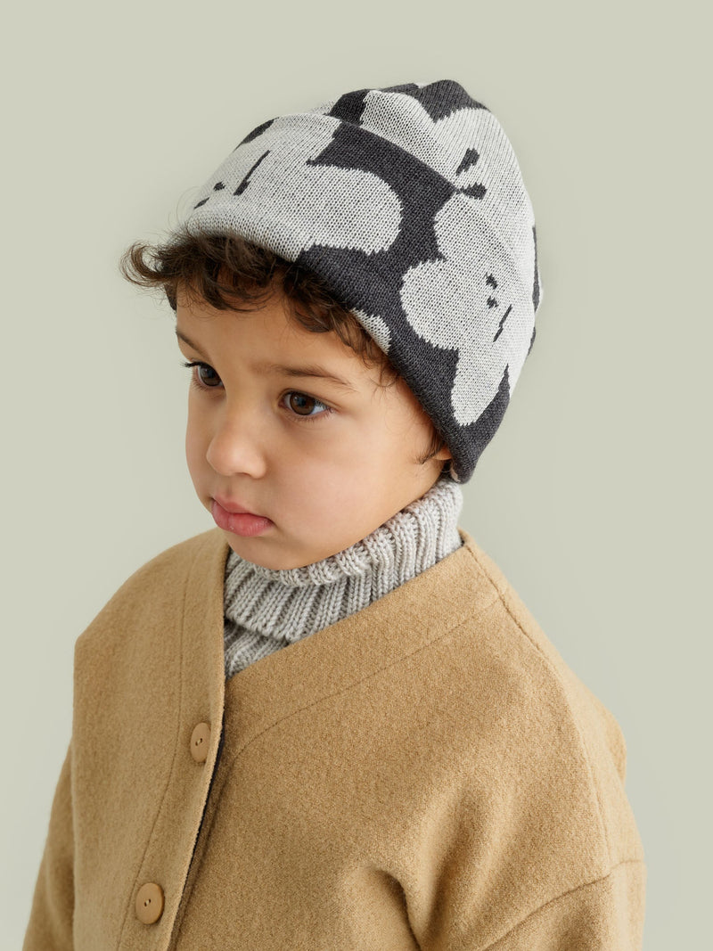Blossoms Jacquard Beanie, dark grey