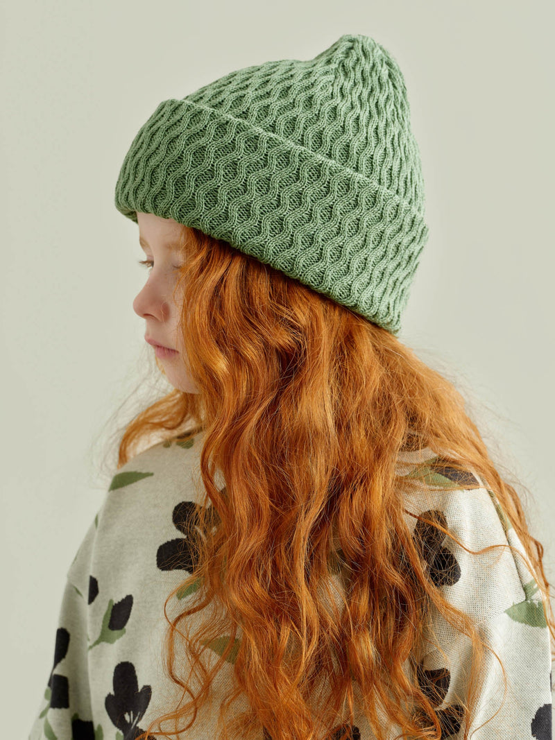 Honeycomb Beanie, sage