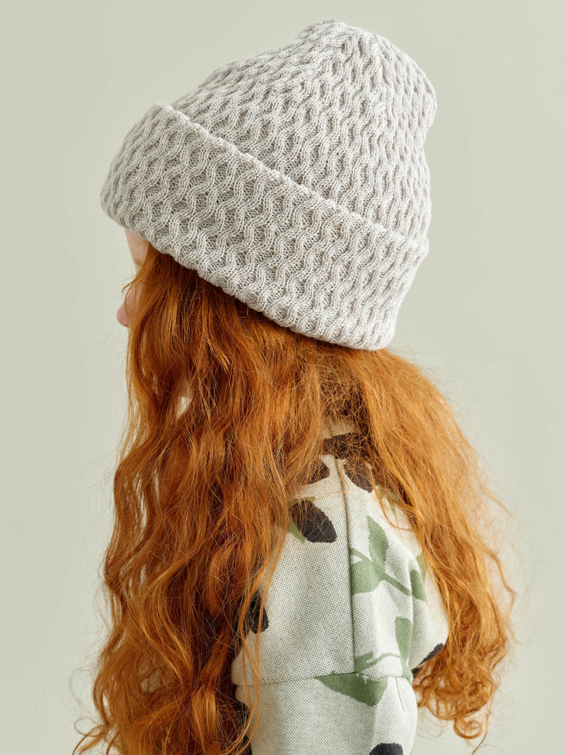 Honeycomb Beanie, pearl grey