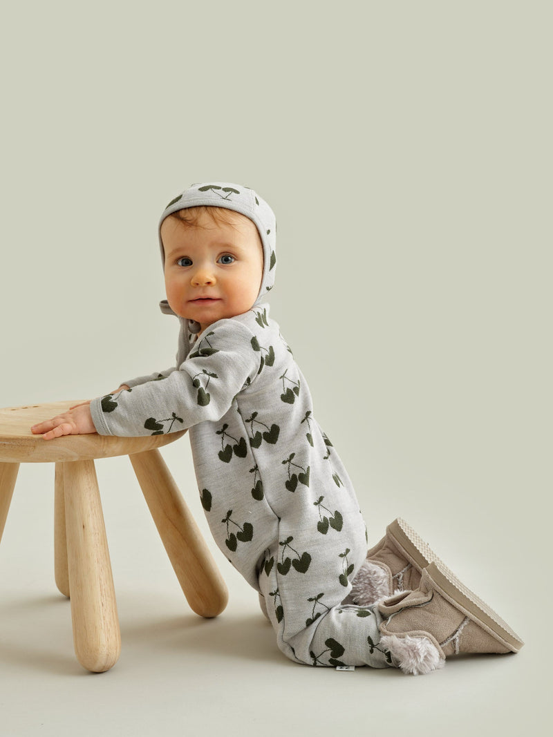 Cherry Love Merino Wool Baby Bonnet