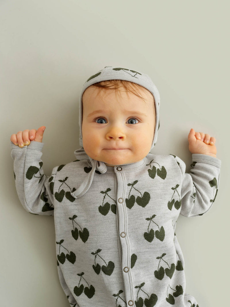 Cherry Love Merino Wool Baby Bonnet