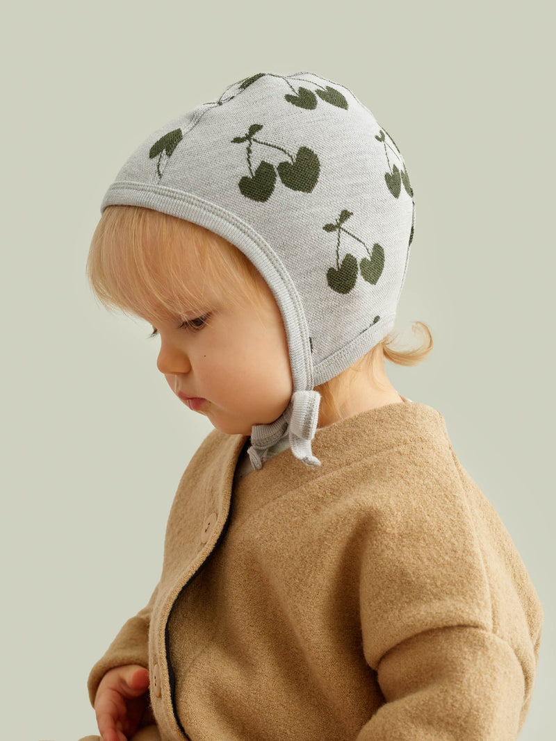 Cherry Love Merino Wool Baby Bonnet