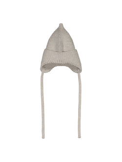 Pointy Beanie with Straps, pearl grey