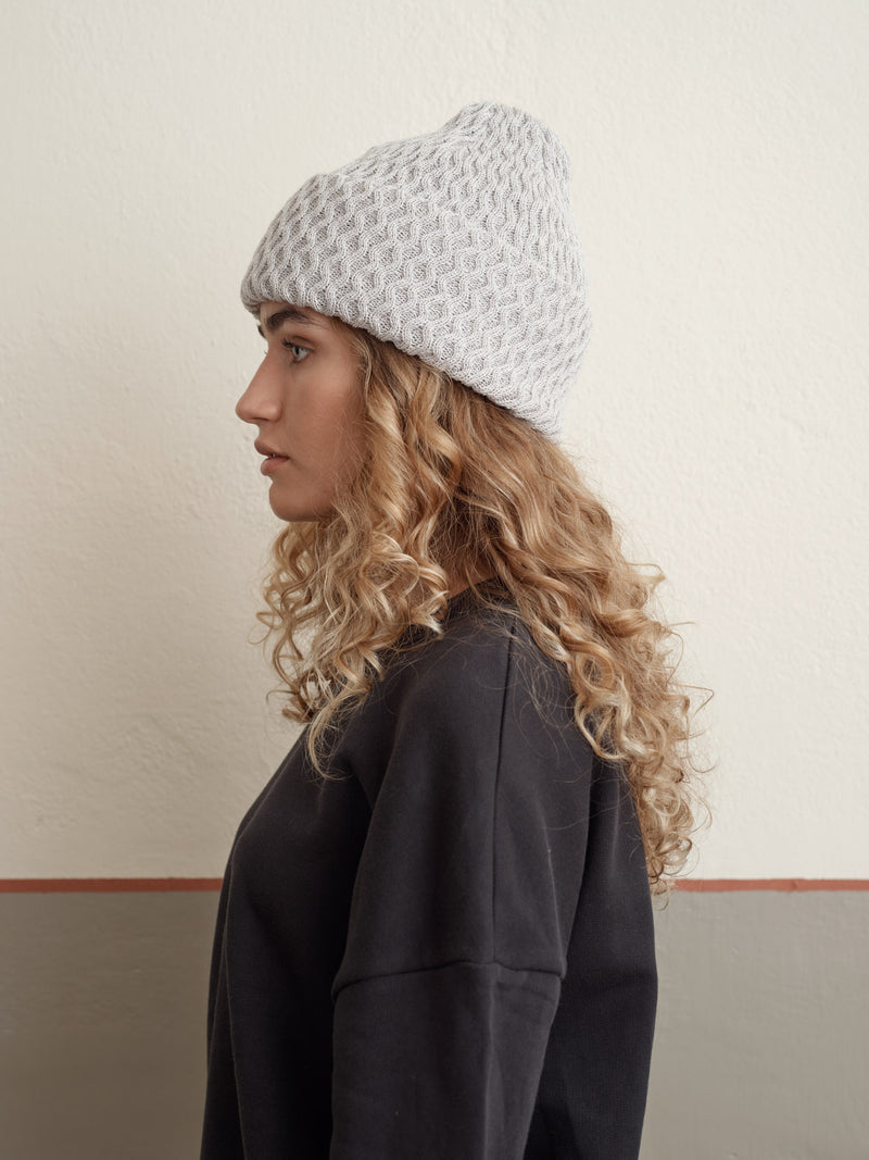 Honeycomb Beanie, pearl grey