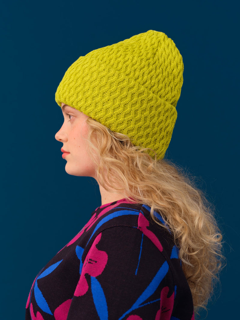 Honeycomb beanie, lime