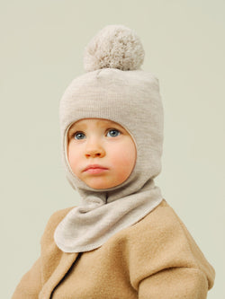 Pompom Balaclava, sand grey
