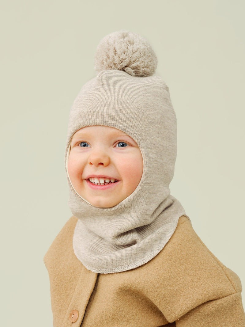 Pompom Balaclava, sand grey