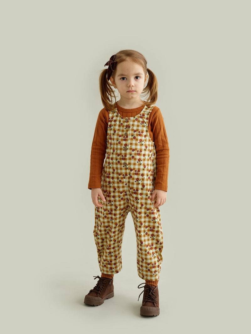 Plaid Flowers Dungarees
