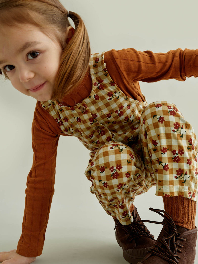 Plaid Flowers Dungarees