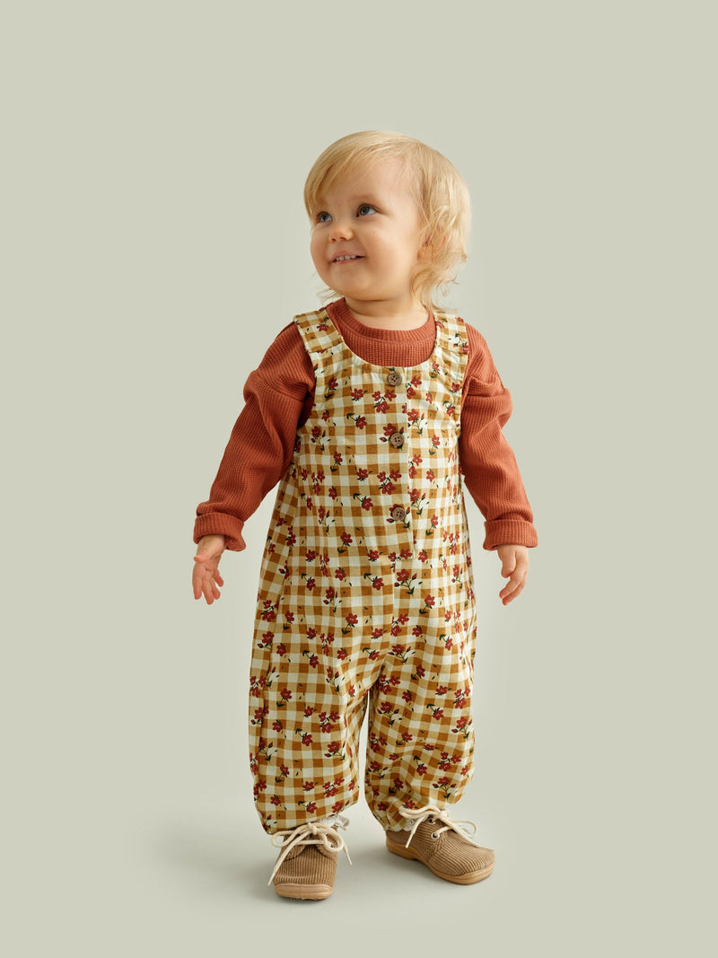 Plaid Flowers Dungarees