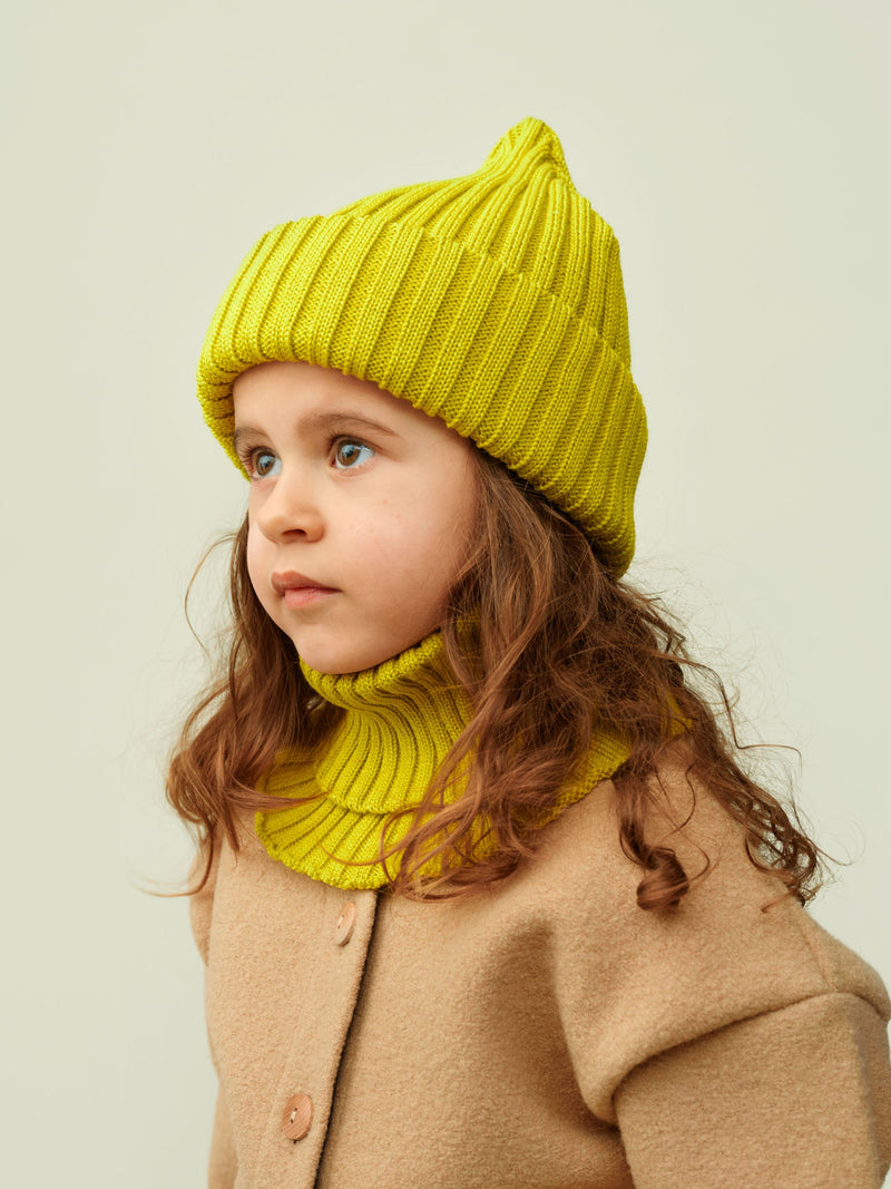 Merino Wool Beanie, lime